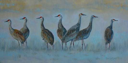 Card -"Look Both Ways" Sandhill Cranes