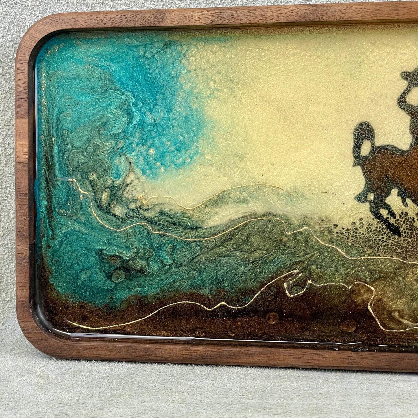 Wyoming Cowboy Walnut Wood and Resin with 24K Gold Tray