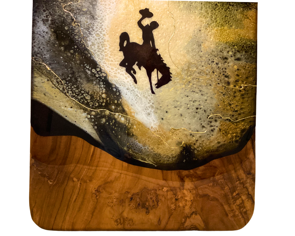 Wyoming Cowboy Charcuterie Cheese Board with 24K Gold Accents