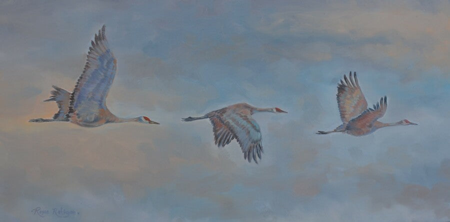 Reproduction Print on Canvas- "Power and Graceful" Sandhill Cranes