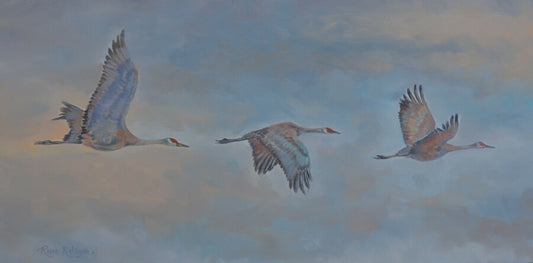 Reproduction Print on Canvas- "Power and Graceful" Sandhill Cranes