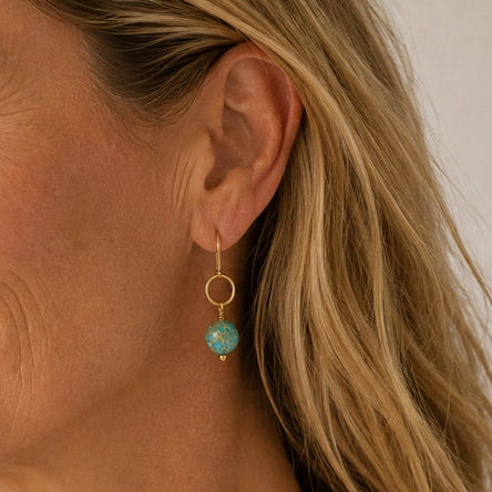 Earrings- Turquoise an Gold Dangle