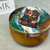 Multipurpose Olive Wood " Hat and Boots " Salt Cellar with 24K Gold