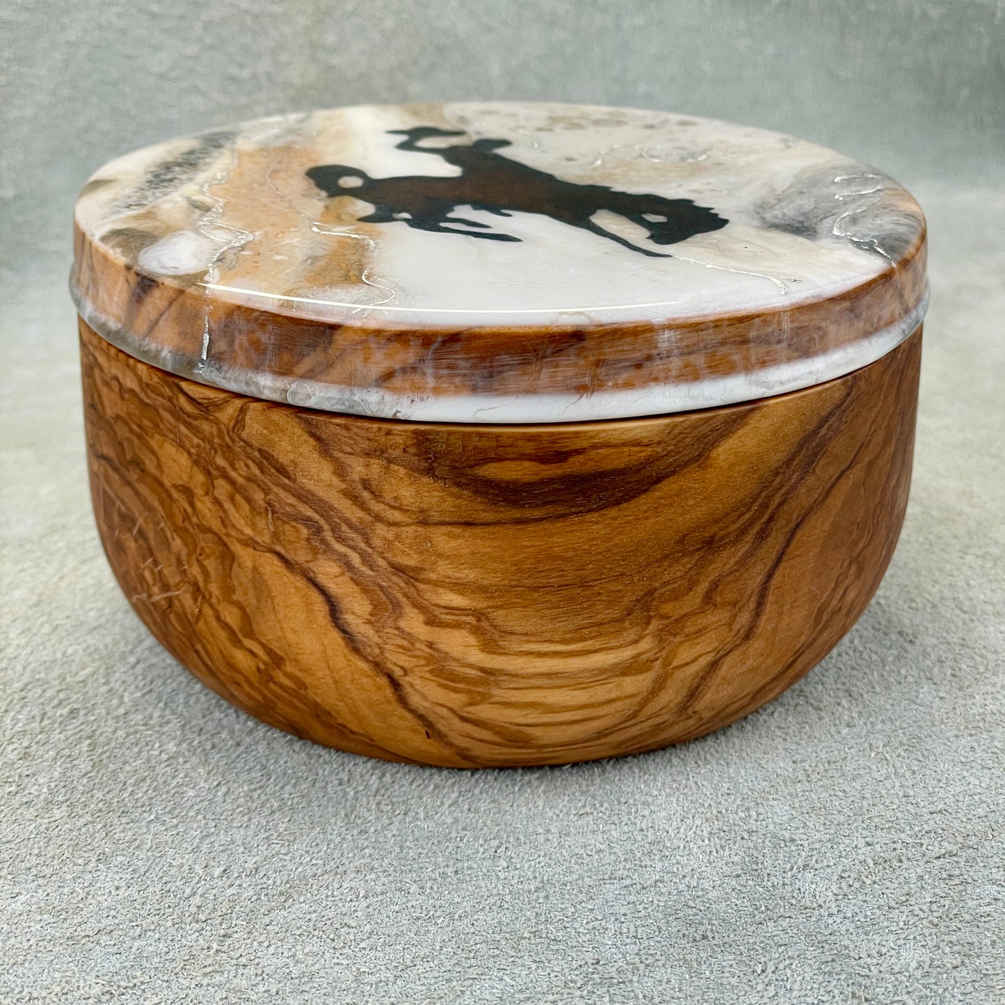 " Steamboat "  Multipurpose Olive Wood Salt and Pepper Cellar with Pure Silver