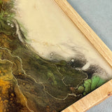 Handmade Teak Hardwood and Resin Tray with 24K Gold