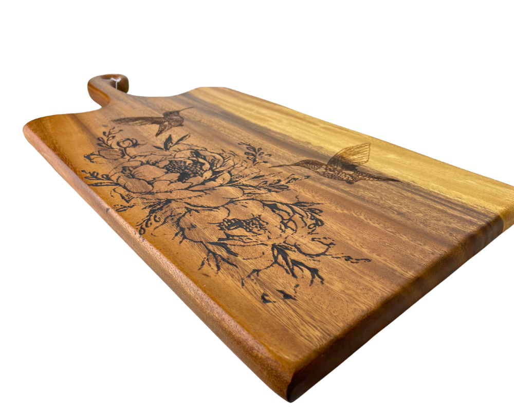 Laser Engraved " Hummingbird " Large Charcuterie Board