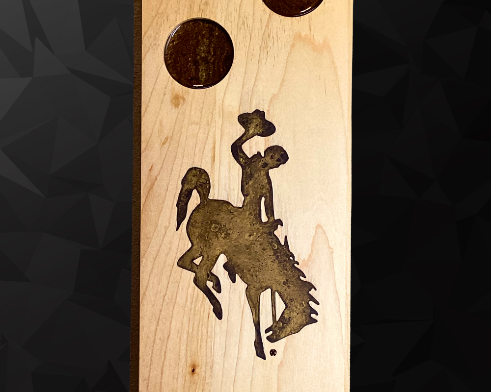 Wyoming Cowboy Shot Glass Flight Board with Handle
