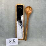 Olive Wood with Black and White Resin Spoon Rest Kitchen Helper