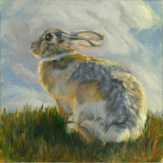 " Windswept Bunny " Original Framed Oil Painting