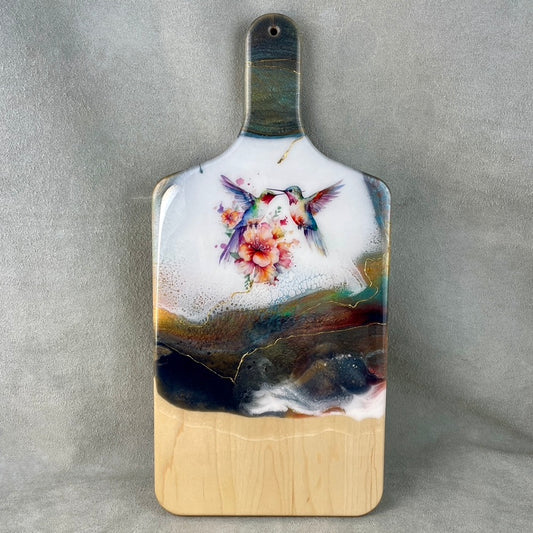 " Hummingbird " Artisan Handmade Cheeseboard with 24K Gold