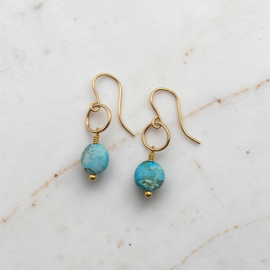 Earrings- Turquoise an Gold Dangle