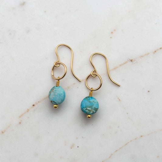 Earrings- Turquoise an Gold Dangle