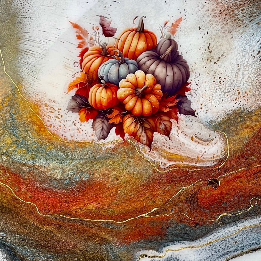 " Fall Pumpkins " Artisan Handmade Cheeseboard