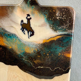 Maple Wood " Steamboat " Cheese Board with 24K Gold