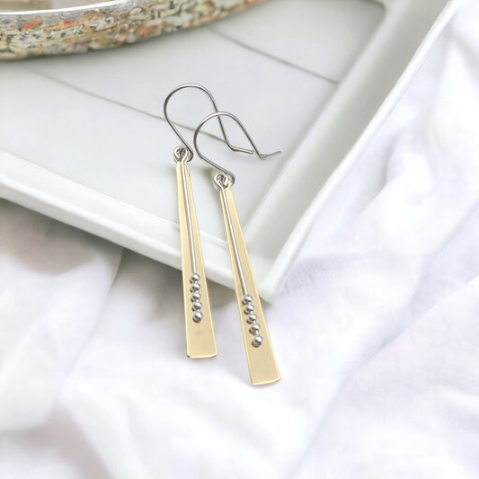 Earrings- Long Gold and Silver Statement Earrings