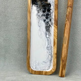 Olive Wood with Black and White Resin Spoon Rest Kitchen Helper