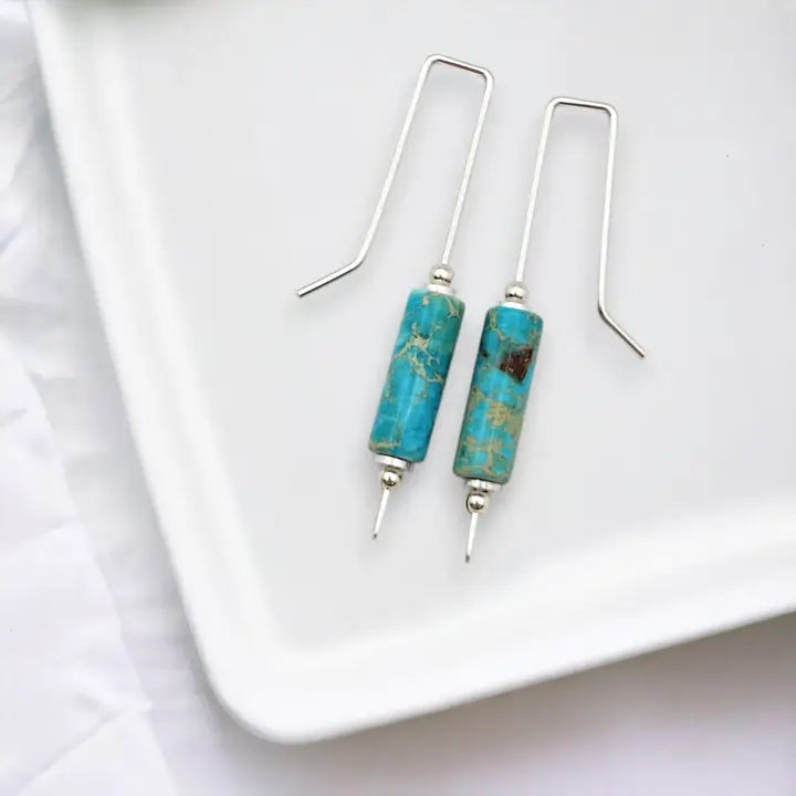 Earrings- Silver and Turquoise Dangles