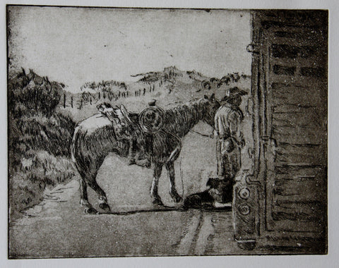 #20 of a Variable Edition of 30 Original Intaglio Prints  Hand inked and hand printed - each of these is considered an original work of art  Framed and Matted Intaglio and Aquatint Etching printed on Rives BFK  Frame is a natural color Douglas Fir wood with glass  MSC-328-23005