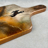 Hand Made " Steamboat " Cherry Wood Cheese Board with 24K Gold