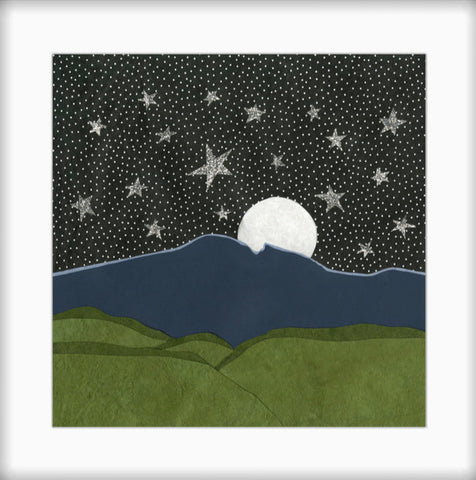" A Fuller Moonrise " Paper Collage Art