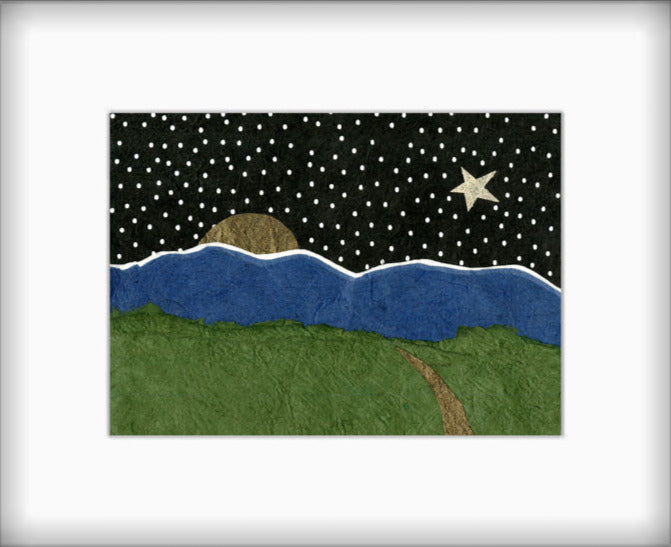 " A Starry Chautauqua Night " Paper Collage Art