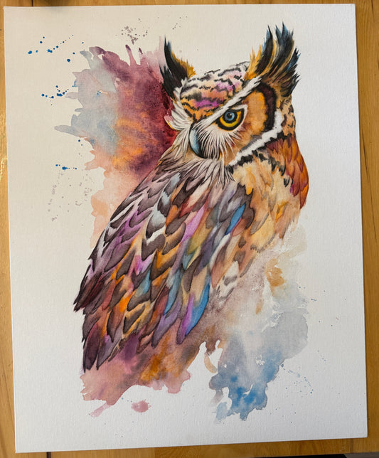 Watercolor Print- "Splash of Owl"