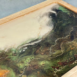 Handmade Teak Hardwood and Resin Tray with 24K Gold