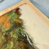 Handmade Teak Hardwood and Resin Tray with 24K Gold