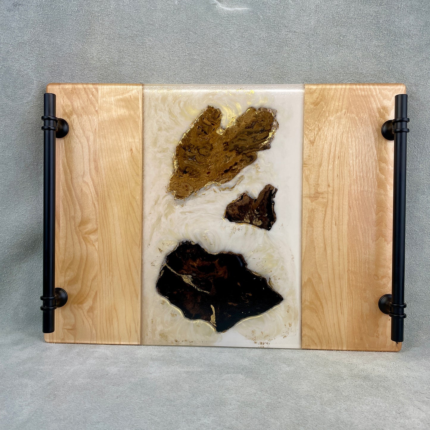 Custom Made Serving Tray with Petrified Wood in Resin