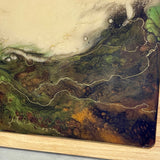 Handmade Teak Hardwood and Resin Tray with 24K Gold