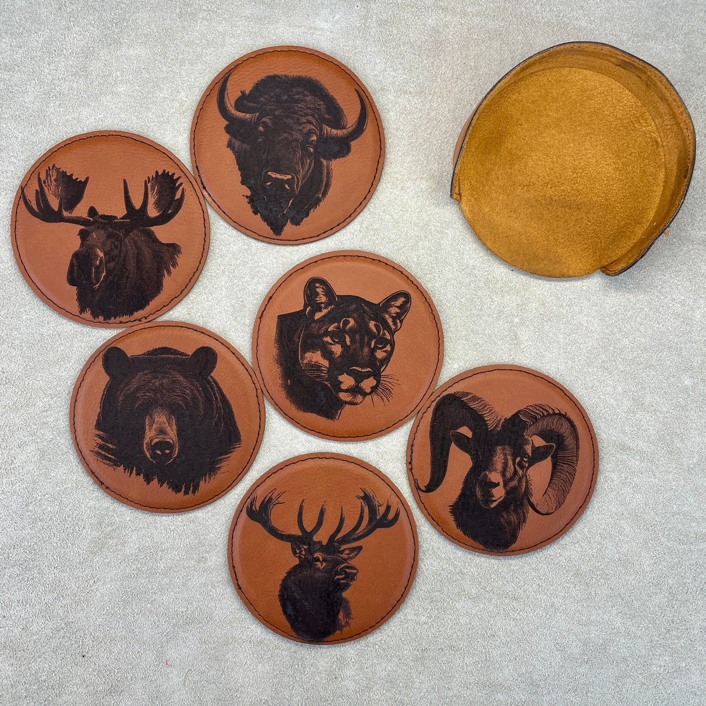 " Wyoming Wildlife " Leatherette Coasters Set of 6