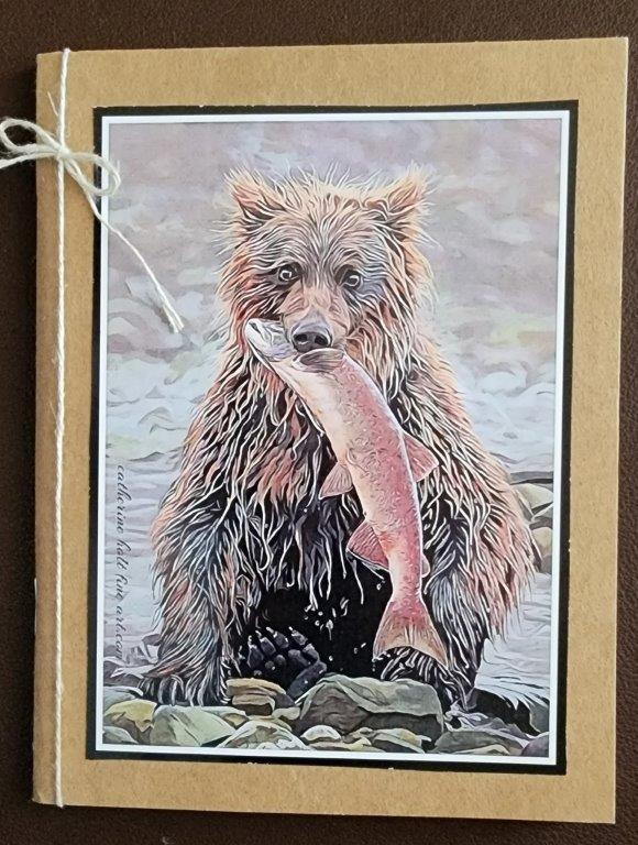 " Bear with Fish " Print or Pocket Notebook