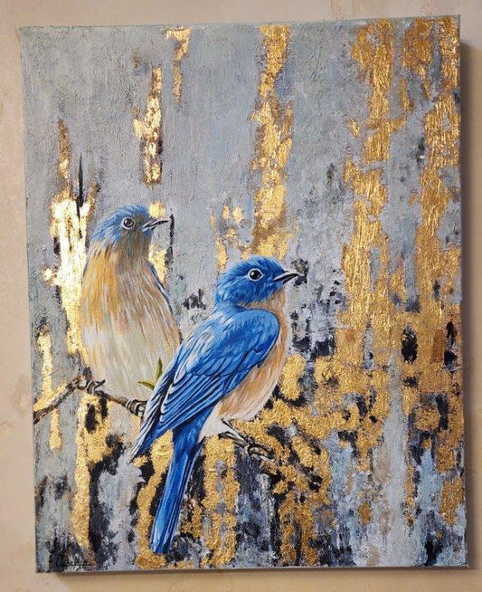" Blue Birds in Aspens " Original Acrylic Painting