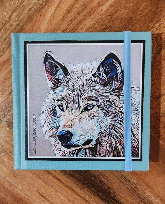 Small " Wolf " Hardcover Teal Pocket Sketchbook