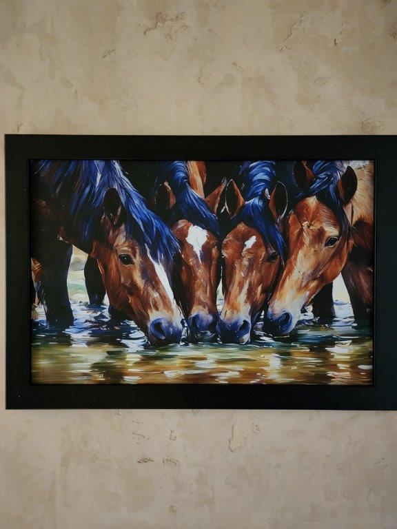 Framed Canvas Print - Horses Drinking
