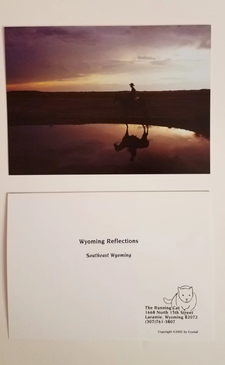 Wyoming Reflections, Wyoming Cowboy and Horse at Sunrise 5 x 7 photo cards with envelopes, blank inside