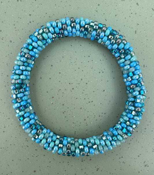 sky blue bead rope bangle bracelet