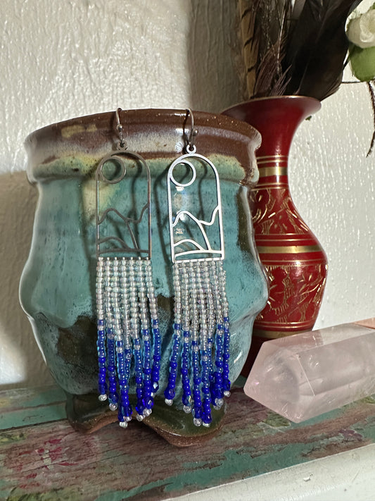 Landscape Beaded Earrings - Winter Fade