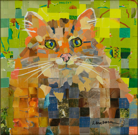 Framed Original Collage - "Kat" - Cat