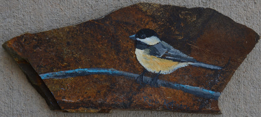 Original Oil Painting On Slate- "Chicakdee"