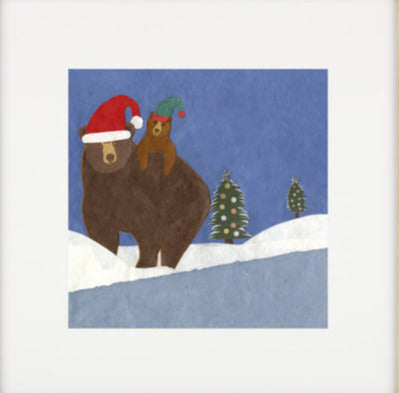 " Christmas Bears " Paper Collage Art