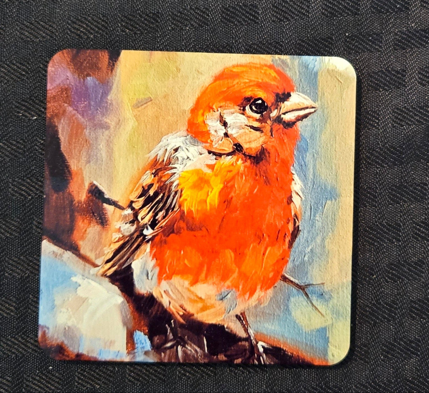 Coaster- Red Finch Bird