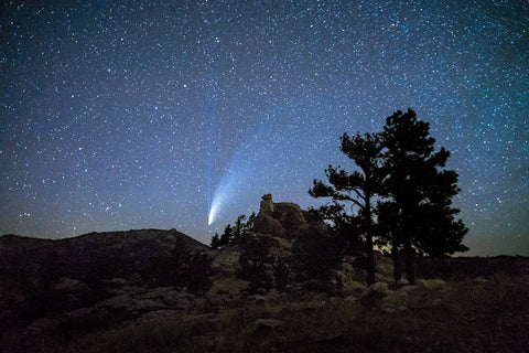 Comet Neowise over the Laramie Range, Fire Hill