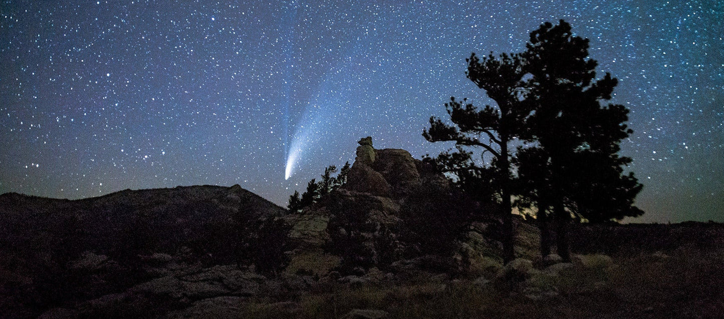 Comet Neowise over the Laramie Range, Fire Hill