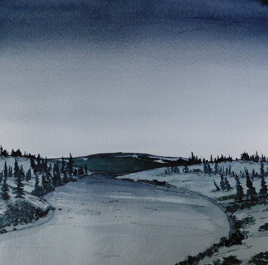 Watercolor and Ink - Blue Sky Blue Water