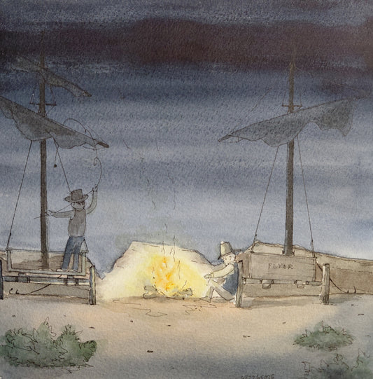 Watercolor and Ink - "Anchored for the Night"