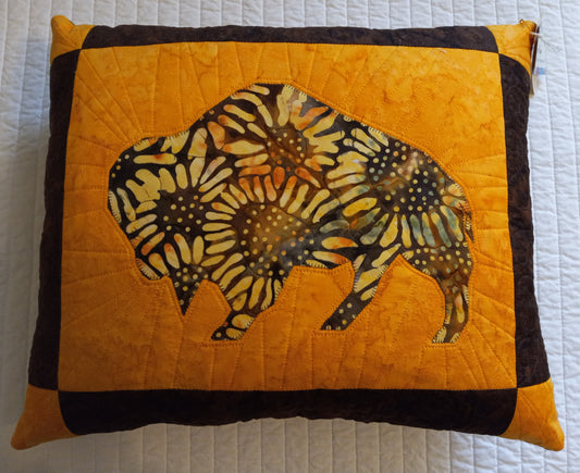 " UW Pride " Sunflower Bison Pillow