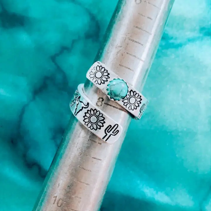 Ring- "Cowgirl Dream" Spiral With Turquoise Stone