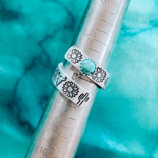 Ring- "Cowgirl Dream" Spiral With Turquoise Stone