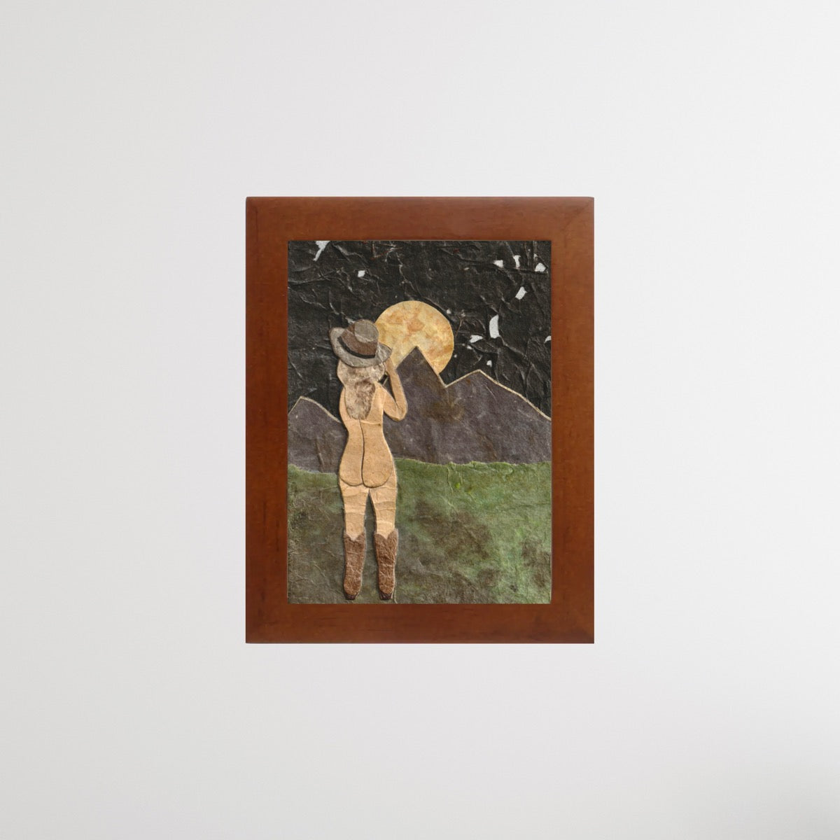 " Cowgirl Moonbath " Paper Collage Art